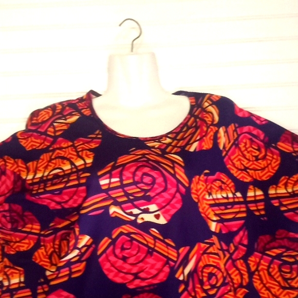 LulaRoe Rose Striped Floral Irma Printed Top - Picture 3 of 12